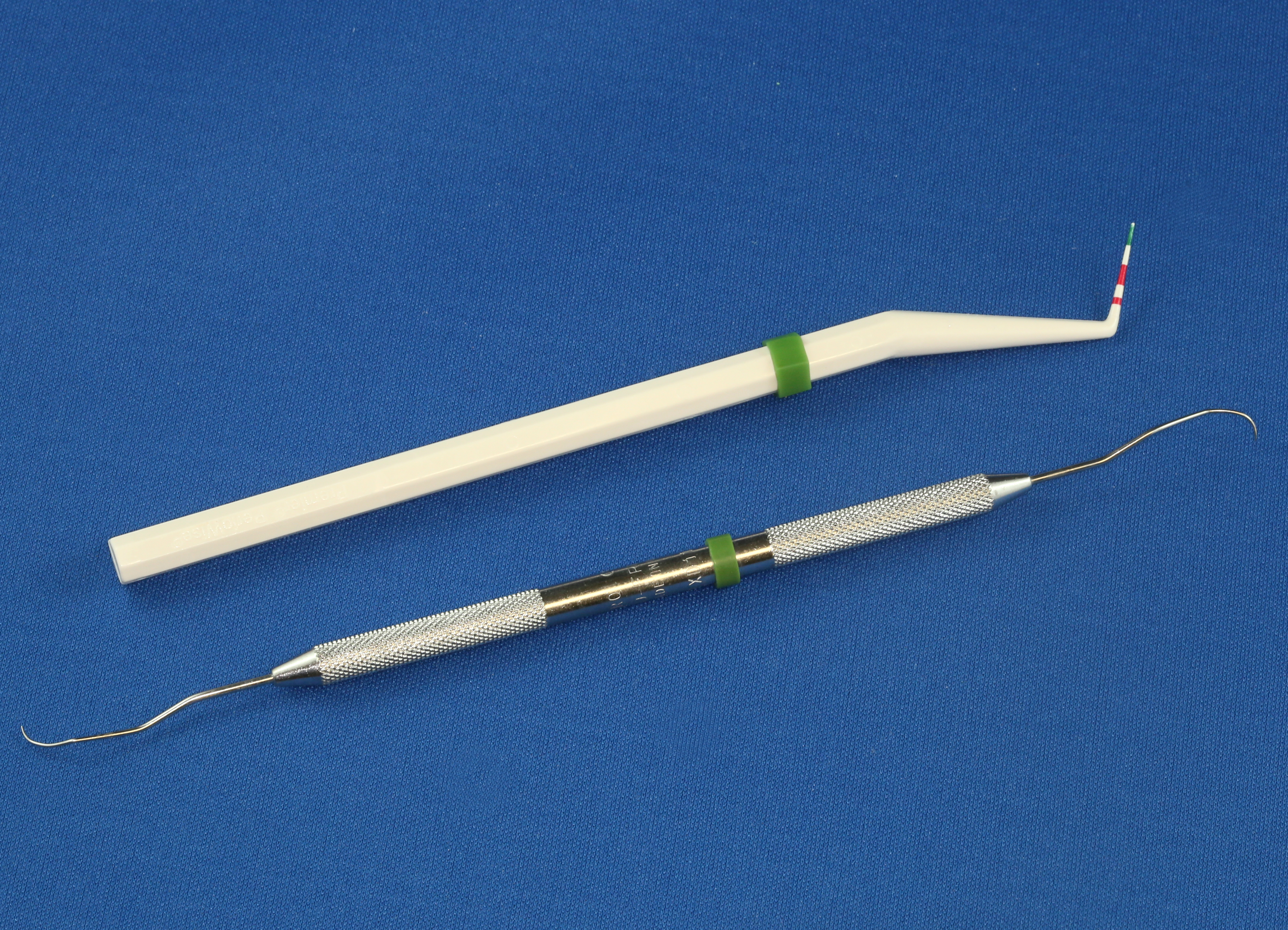 Periodontal evaluation tools used during gum health charting.